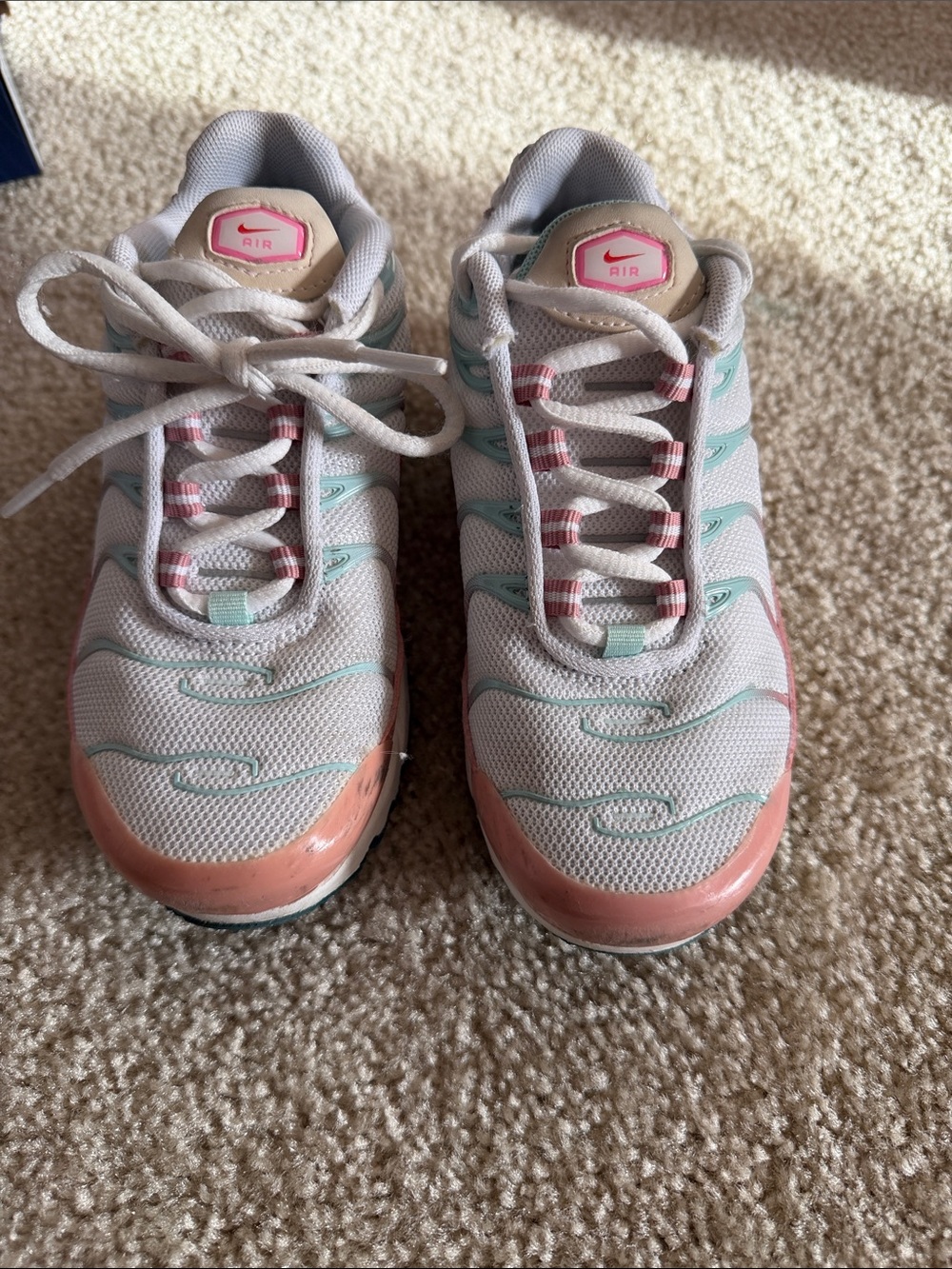 Nike White Sneakers with Pink and Mint Accents